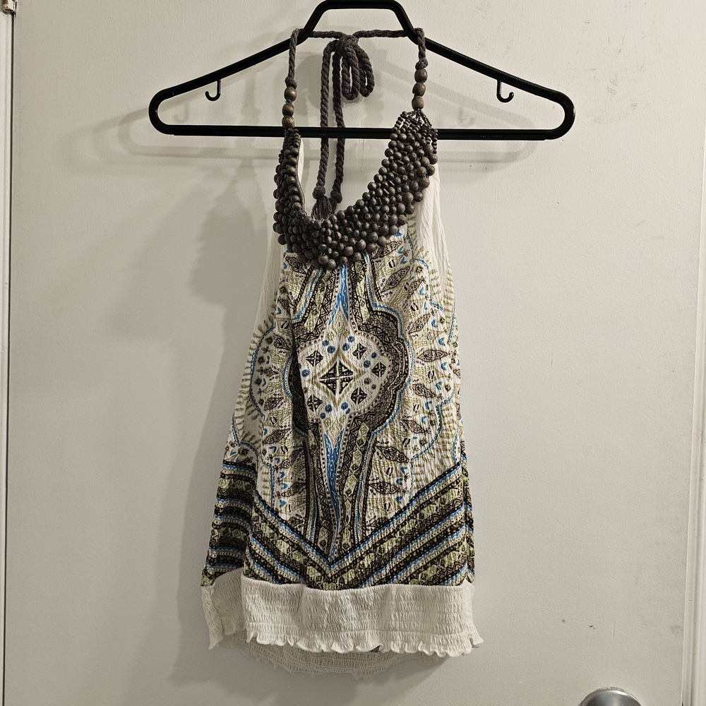 No Boundaries Y2K Bohemian Beaded Halter Top